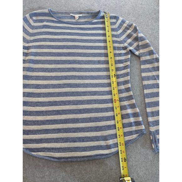 Vintage Esprit Blue Soft Cream Stripe Wool Cashmere Blend Sweater Size Small - Picture 6 of 9